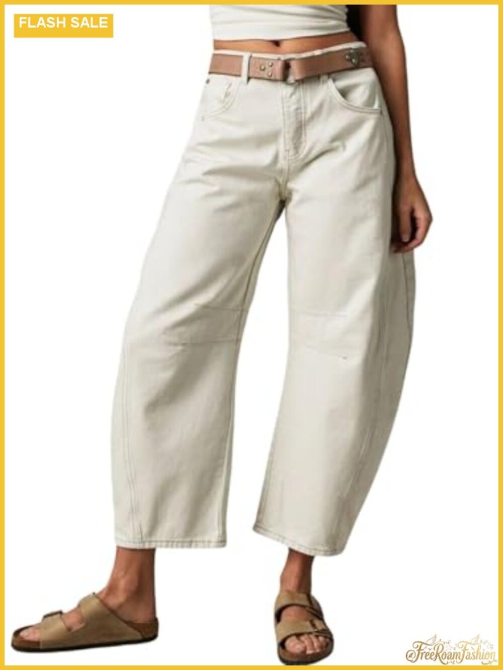 Stretchy Mid Rise Barrel Jeans Women Wide Leg Cropped Denim Y2k Baggy Boyfriend